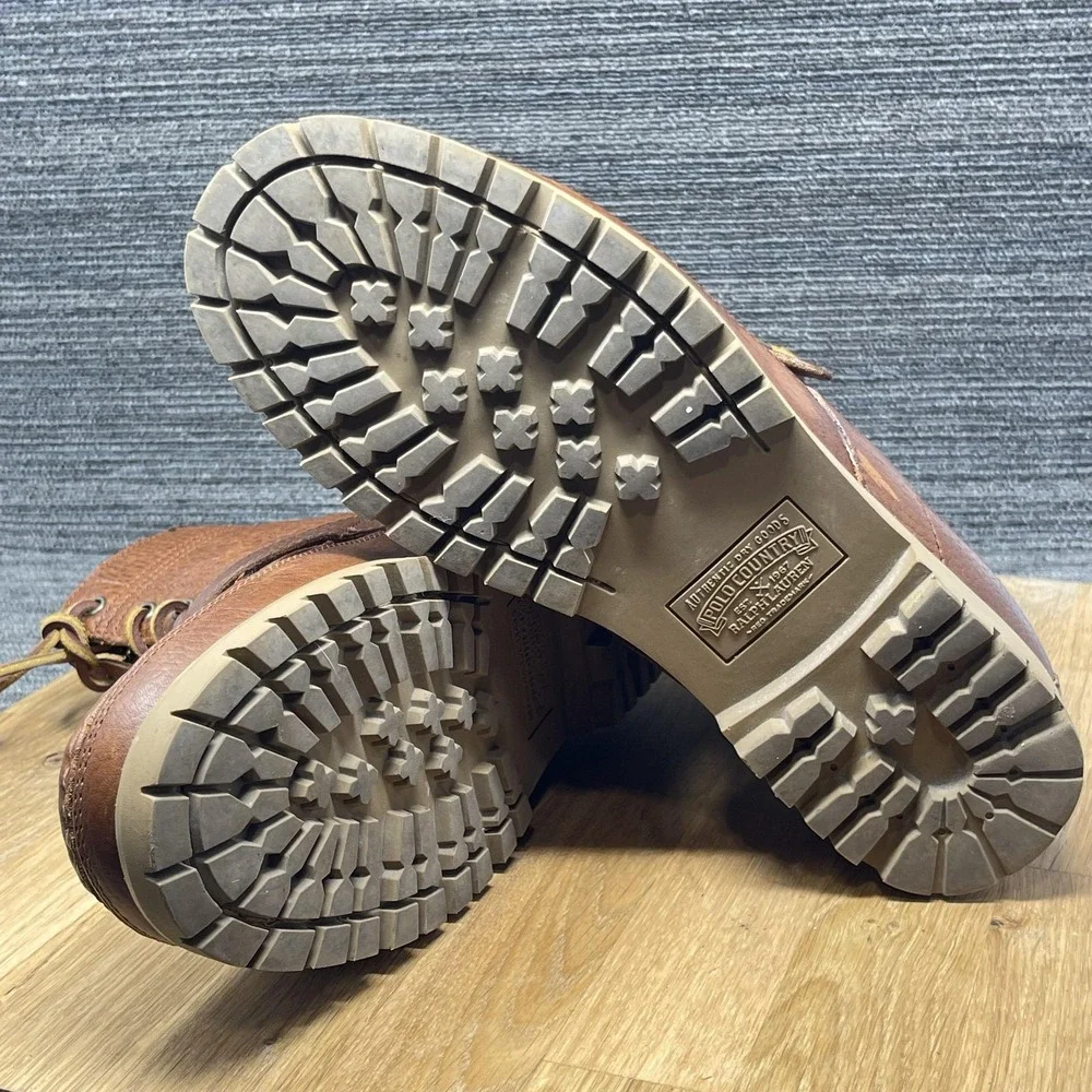 Polo Ralph Lauren Ranger Boots Men 8.5 Brown Leather Polo Country Ankle Buckle‎